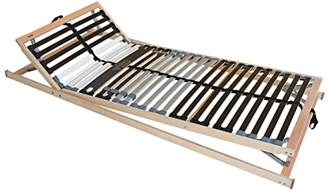 Möbel Jack Lattenrost Lattenrahmen Bettrost mit 7 Zonen | Kopf- und Fußteil verstellbar | Federholzrahmen | 28 elastische Federholzleisten | 90 x 200 cm
