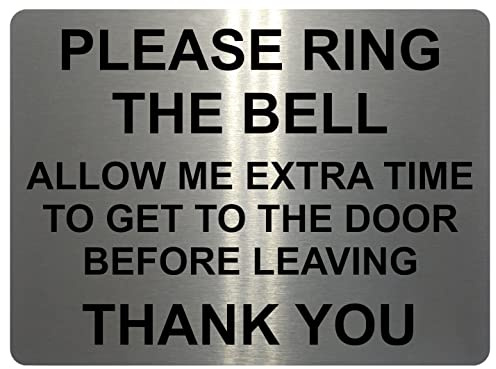 1323 PLEASE RING THE BELL Metal Aluminium Plaque Sign House Office Door Gate (15x10cm, Brushed Silver)