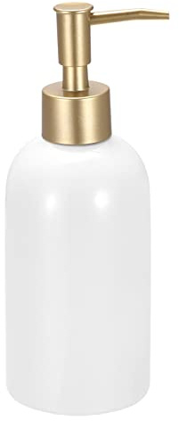 sourcing map Soap Dispenser-14Oz Ceramic Dish Hand Soap Dispenser with Pump for Kitchen Bathroom, White