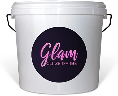 Fraben Manfaktur Wandfarbe Glitzerfarbe Kreidefarbe auf Kreidebasis mit Glitzer Innenfarbe Innenwandfarbe Glam Ladies Collection f5L, Farbe: Dunkles Weiß Grau mit Gold Glitzer