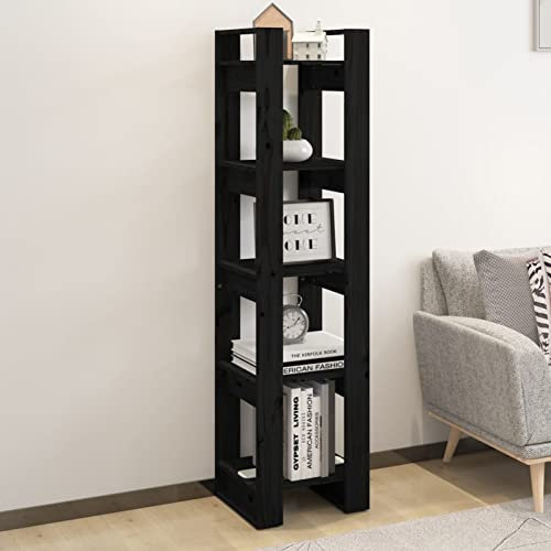 Festnight Würfelregal Bücherregal Raumteiler Regal Stufenregal Bücherschrank Aktenregal Wandregal Raumtrenner Regal Treppenregale Schwarz 41x35x160 cm Massivholz Kiefer