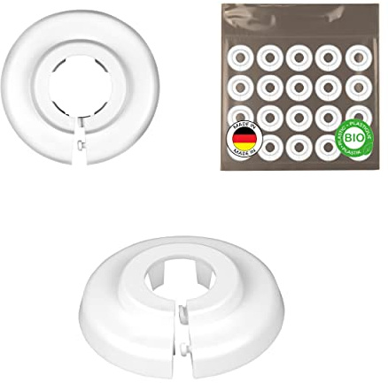FUX BIO NEU 20 Stück Bio Einzel Heizungsrohr Rosette - heizungsrohr | Das weiße Polyethylen (PE) ist zu 89% biobasiert, 20 Stück Bio Kunststoff Einzelrosetten