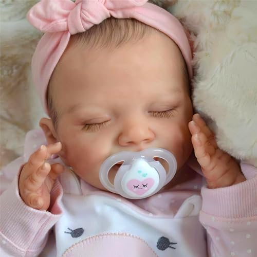 BABESIDE Lifelike Reborn Baby Puppen 20 Zoll süßes Lächeln Real Life Realistic-Neugeboren Full Body Vinyl Schlafen Baby Mädchen mit Spielzeug Zubehör Geschenk Set für Kinder Alter 3+