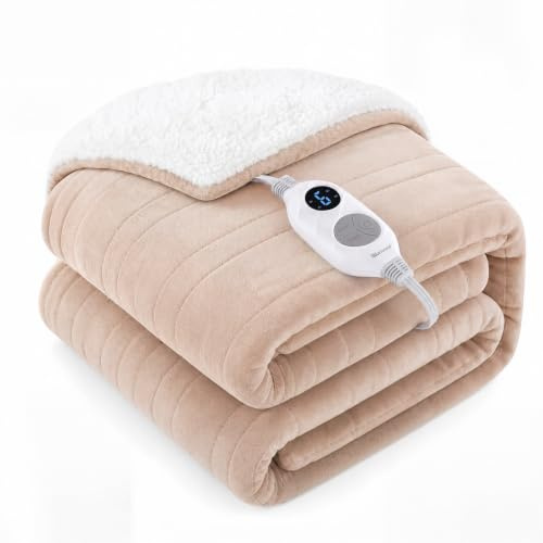 Warmrest Heated Blanket Electric Throw, 130x160CM Large Size, Gray | Energy-Saving, Fast Even Heating, 6 Heating Levels, 2-10 Time Setting, Over-Heat Protection, Machine Washable, for Sofa
