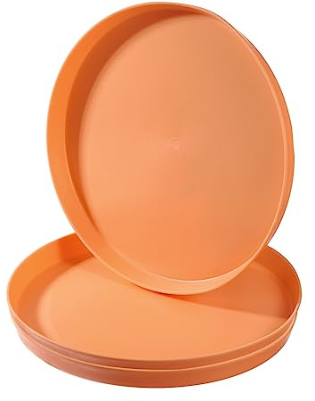 PATIKIL Lot de 3 plateaux de service ronds antidérapants pour restaurant, bar, café, orange 22,9 x 2,5 cm