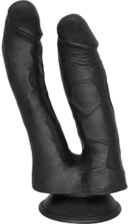 Double Ended Dildo, Black Suction Cup Realisitc Dildo for Couples, Womens Sex Toy, Curved Double Dildo Suitable for Strap On Harness
