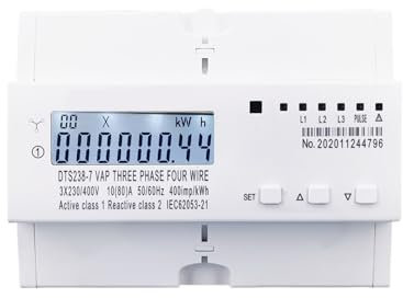 Compteur d'énergie triphasé sur rail DIN, 380V, 80a, avec surtension et sous-tension, protection contre les limites de courant, protecteur de relais, 1 pièce