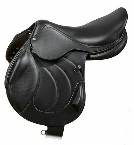 Sella per cavallo inglese Set di finimenti per cavalli da equitazione in pelle per tutti gli usi ST-ELS-012 (Sedile da 15 pollici)