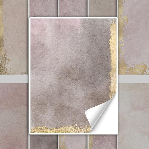 GRAZDesign Fliesenaufkleber Bad & Küche Textur Shabby Chic Altrosa Gold Klebefliesen selbstklebend - 20x25cm / 50 Stück