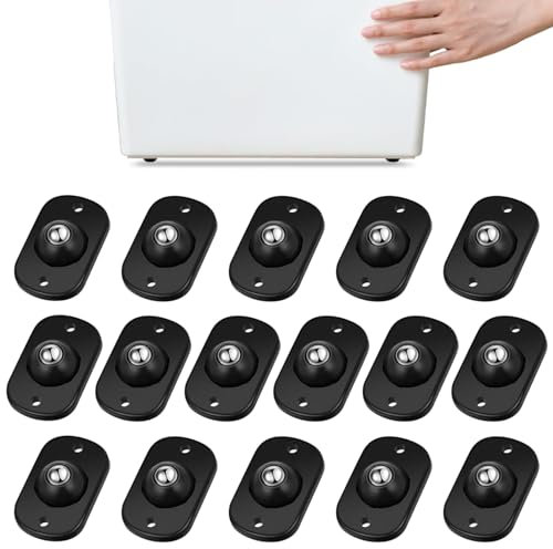 Minirruedas autoadhesivas para utensilios de cocina, ruedas universales giratorias de 360°, ruedas adhesivas para bricolaje, cubo de basura, caja de almacenamiento, pequeños aparatos (16, negro)