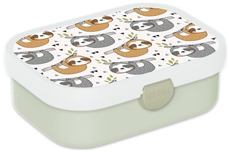 Mepal Brotdose für Kinder - Bento Lunchbox - Aquarelltier - Jausenbox mit Bento-Fach & Gabel - Meal Prep Box Clip-Verschluss - BPA-frei & Spülmaschinenfest - 750 ml - Faultier