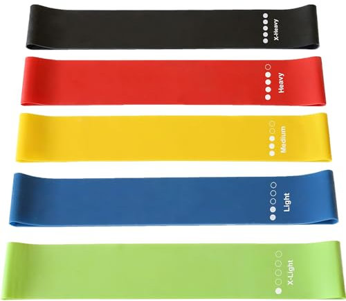 Ram® 5 PACK Gym Resistance Bands Women Men Strength Training Resistant Bands Pilates Yoga Gym Leg Training Glutes Resistance Bands x 5 With Carry Case