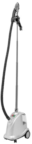 Vaporizador de pie para ropa, eliminador de arrugas humeante, vapor de ropa de pie con ruedas, plancha de vapor de 2200 W con tanque de agua grande, pasillos ajustables para el hogar (plata)