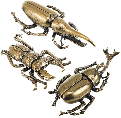 DECHOUS 3stücke Metallkäfer Statuen Realistische Miniaturfiguren Für Schreibtisch Und Wohnraumdekoration Stilvolle Büroornamente Und Einzigartige Sammlerstücke