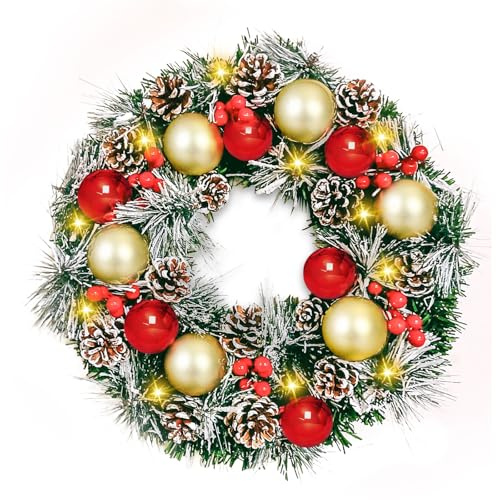 Corona de Navidad, Corona Navideña para Puerta, Guirnalda Navideña, Corona navideña Artificial, para Navidad, Acción de Gracias Puerta, Chimenea, Pared, Decoración Ventana (A, 30)