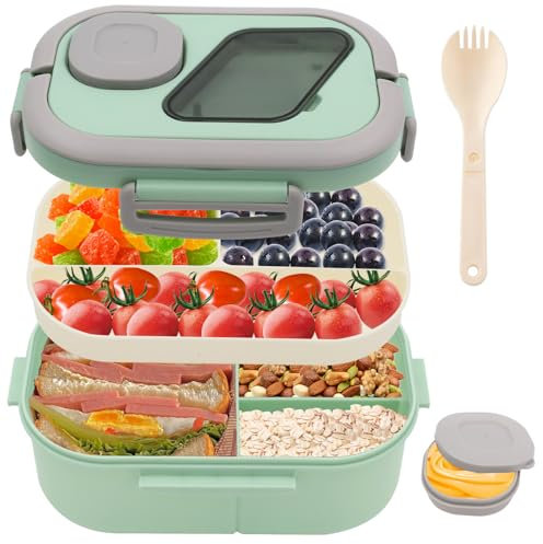 Bento Kids Lunchbox mit Fächern, Große Bento-Box für Erwachsene, Auslaufsichere Bento Lunchbox für Schule, BPA-freie Essc