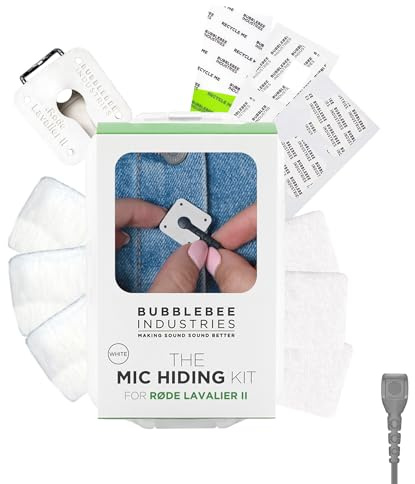 Bubblebee Mic Hiding Kit for RODE Lavalier II &RODE Wireless Pro Accessories -Microphone Hiding, Noise & Wind Reduction Dead Cat for Content Creators, Videographers, Audio Engineers &Filmmakers, White