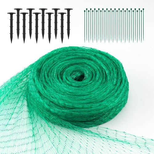 BONAVCY Garden Mesh Netting 2x15m, Garden Netting for Veg Patch Fine Mesh with Plastic Ground Pegs, Plant Vegetable Netting Protection for Strawberry Fruit Grass Seed