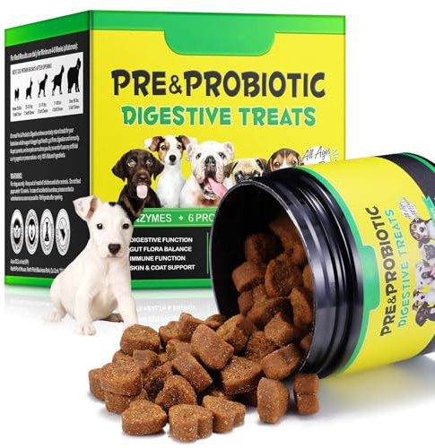 120 Chews Dog Probiotics for Gut Health – Prebiotics for Dogs | with Digestive Enzymes, Pumpkin & 6 Probiotic Strains | for Digestive, Immune, Skin & Coat Support | Duck Flavor