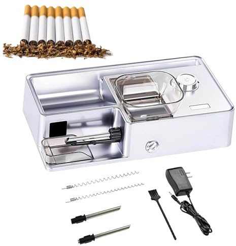 HGTRH Machine A Cigarette Tube Electrique, Machine à Rouler Le Tabac avec Brosse de Nettoyage détection Automatique Comptage Intelligent 8.0mm ; 6.5mm ; 5.5mm Silver White