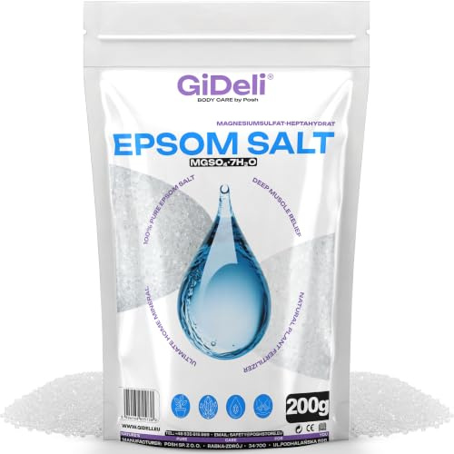 GiDeli Epsom Badsalt Epsom salt Epsom salt magnesiumsulfat bittert salt magnesiumsulfat ren heptahydrat, farmaceutisk kvalitet. (200 g)
