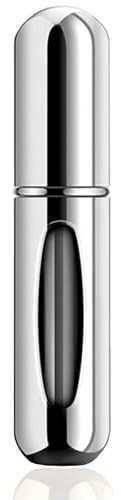 The Miss Chic Portable Perfume Atomiser Spray Bottle - Leak-Proof Mini Travel Bottle for Men & Women, Aluminum, Easy to Refill, No Leakage, Perfect for Purse, Pocket, and Handbag (Silver)