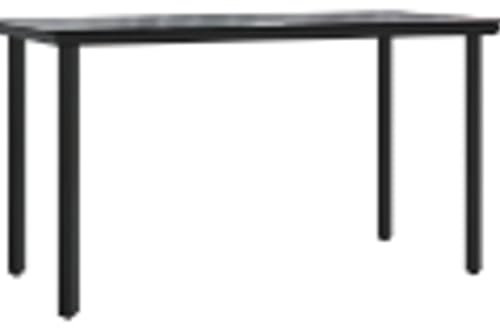 vidaXL Mesa Grande Negra Uso Exterior | Diseño Rectangular | Capacidad para hasta 6 Personas | Estructura de Metal Duradera | Superficie de Vidrio Templado Suave | Ideal para Jardines y Terraz
