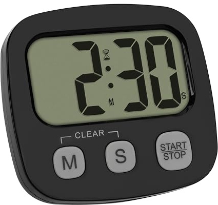 TFA Dostmann Digital korttidsmätare för sport/matlagning/lärande, 38.2057.01, inklusive stoppur och tid, magnetisk, stor display, äggklocka, kökstimer, sporttimer, svart