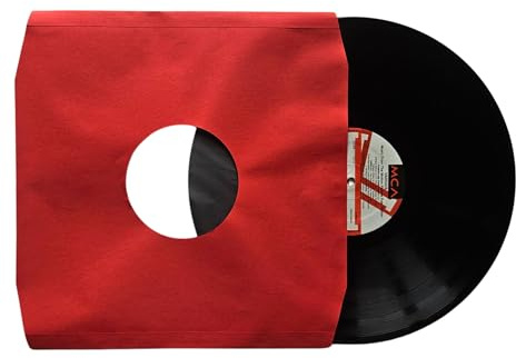25 Pochettes Intérieures 33T – Papier Rouge Premium & Film Antistatique – Coins Biseautés, Trou Central – Format LP – Étui Inclus – Protection Haute Qualité