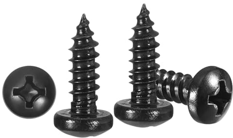METALLIXITY Phillips Pan Head Self Tapping Screws(#8x1/2) 50Pcs, Carbon Steel Self Drilling Screw for Metal Wood Plastic, for Cabinet Wall Shutter Plate Rock Furniture, Black | Carbon Steel Self Drilling Screw for Metal Wood Plastic, for Cabinet Wall Shutter Plate Rock Furniture, Black