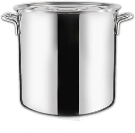 Generisch 30 cm großer Suppentopf aus Edelstahl, induktionsgeeigneter Schmortopf mit Deckel, perfekt zum Kochen und Garen, langlebiges silbernes Kochgeschirr für Hobbyköche