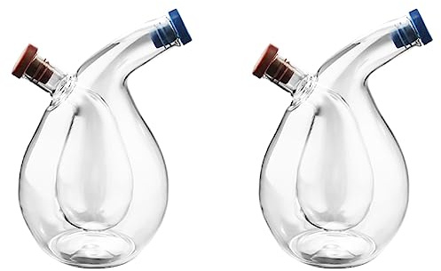 AWAOVV 2Pcs Olive Oil Dispenser Bottles, 2 in 1 Oil Vinegar Dispenser,Glass Vinegar Bottle Dispenser, Oil Dispenser Design Vinegar Cruet Olive Can Quality Oil Pourer Condiment Dispenser Bottle