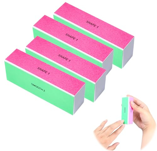 YAOYYG Lot de 4 Bloc Polissoir Ongles, Bloc de polissage à 4 côtés pour ongles, Blocs de Polissage Professionnels pour Ongles en Gel et Naturels, Limes à Ongles Lavables pour Polissage et Brillance