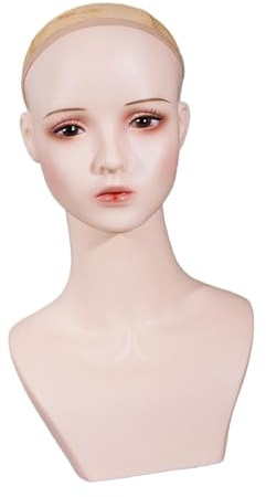 Sharplace Tête de mannequin femme avec maquillage, présentoir multifonctionnel pour perruques, bijoux, chapeau, lunettes, boucles d'oreilles, casquette