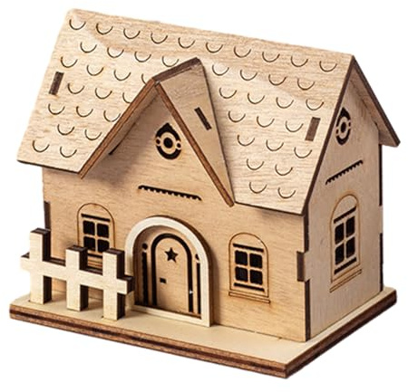 Weihnachtsdorfhäuser, beleuchtetes Holzhaus, Schreibtisch-Sammelgebäude, Haus für Fenster, Schaufenster, Schaufenster, Winter