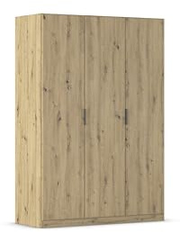 Rauch Möbel LAGOA, Kleiderschrank, Farbe Eiche Artisan, Breite 136 cm | Schrank, Mehrzweckschrank, 3-türig, Zubehör Basic, für Schlafzimmer, Kinderzimmer, Babyzimmer, Homeoffice, Garderobe, Flur