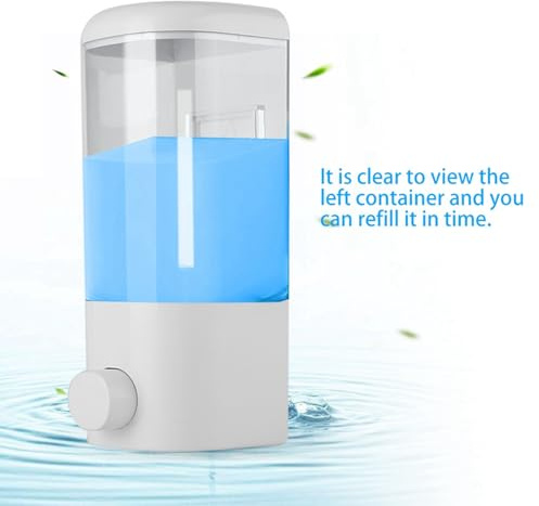 BRRNOO Dispenser di Sapone, Dispenser di Disinfettante per le Mani di Detersivo per Montaggio a Parete Sapone Liquido in Plastica Shampoo Lozione Manuale di Disinfettante per le Mani da 500 Ml per