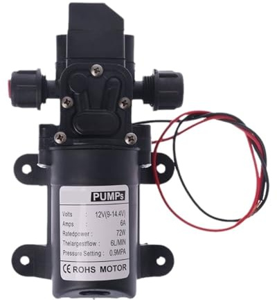 1pcs DC12V 60W 120PSI 5L/MIN Agricultural Electric Water Pump Black Micro High Pressure Diaphragm Water Sprayer Car Wash 12 V Adapter(12V 72W)