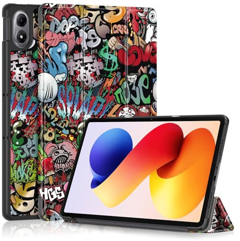 TOPCASE Case for Redmi Pad 2 Pro 12.1 2025, Protective Case Ultra Thin PU Leather with Stand Function and Car Wake/Sleep Case, Graffiti