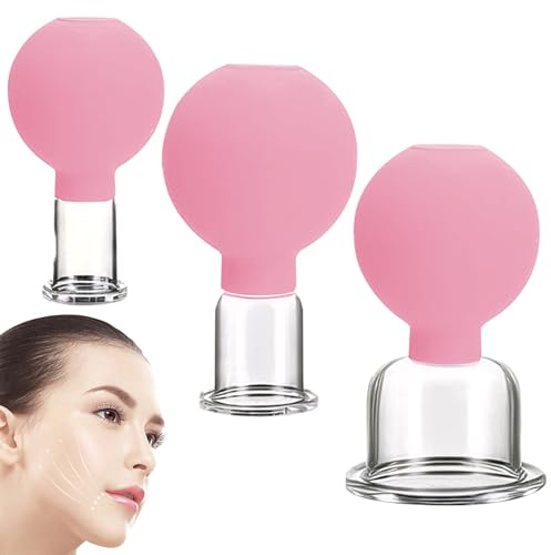Juego de ventosas faciales para cara, 3 piezas de ventosa facial de 3 tamaños, juego de ventosas reutilizables para ojos y cara, plástico anticelulítico para masaje estilo 2