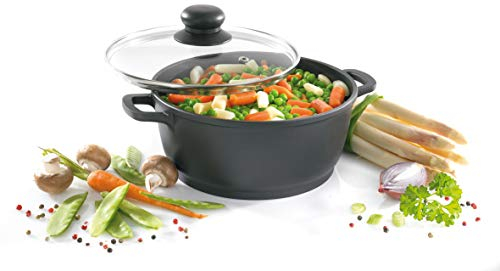 Karl Krüger 22024TH Aluguss-Fleischtopf Leipzig mit Thermogrips, 24 cm, Schwarz