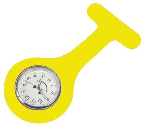 TIGA-MED Schwesternuhren - 09-6099 3er Set - Silikonuhr Smiley gelb - mit Nadel