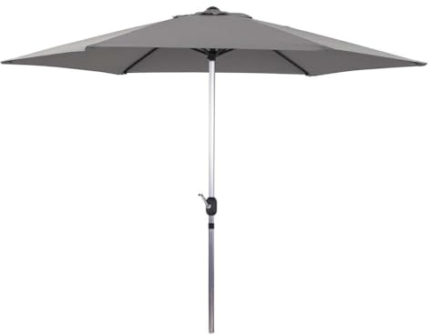 Parasol Jardin Droit Alu Sol - Rond - Ø 3m - Gris