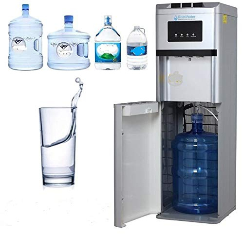 Distriwater - Dispensador de agua fría o caliente. Fuente de agua con asa ergonómica, todo tipo de garrafas, para agua caliente y fría, para la oficina y la casa, color gris