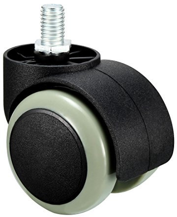 sourcing map Office Chair Casters Wheels 2 inch PU Twin Wheel M10x14mm Threaded Stem Swivel Caster Gray, 4 Pcs