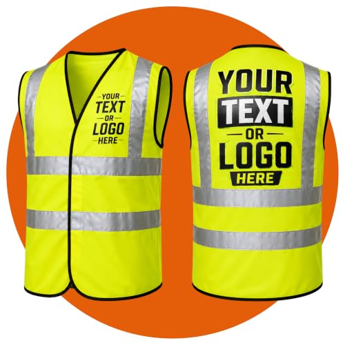 Kuest Personalised Hi Vis Vest, Custom Printed Safety Waistcoat (Yellow, S)