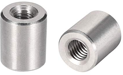 sourcing map Packung mit 10 Rund Verbinder Muttern Edelstahl 304 | M5x12mm Höhe Hülse Stangen Bolzen Mutter