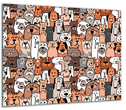 TMK | Täckplatta 60 x 52 En-delad glas elspis induktion spis stänkskydd glasplatta deco skärbräda hund katt