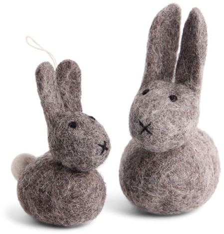 Gry & Sif Én Osterhasen aus Filz, Hand-Made, fair-Trade, liebevolle Osterdeko, I grau