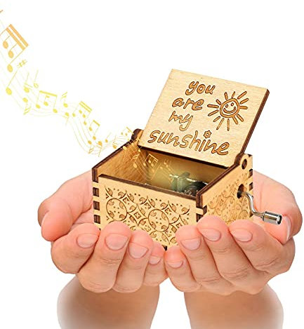 hadio You Are My Sunshine Music Box, Music Box You Are My Sunshine Gifts for Women, You Are My Sunshine Gifts Music Box for Girls Boys, Hand Crank Wooden Music Box as Gifts for Him & Her